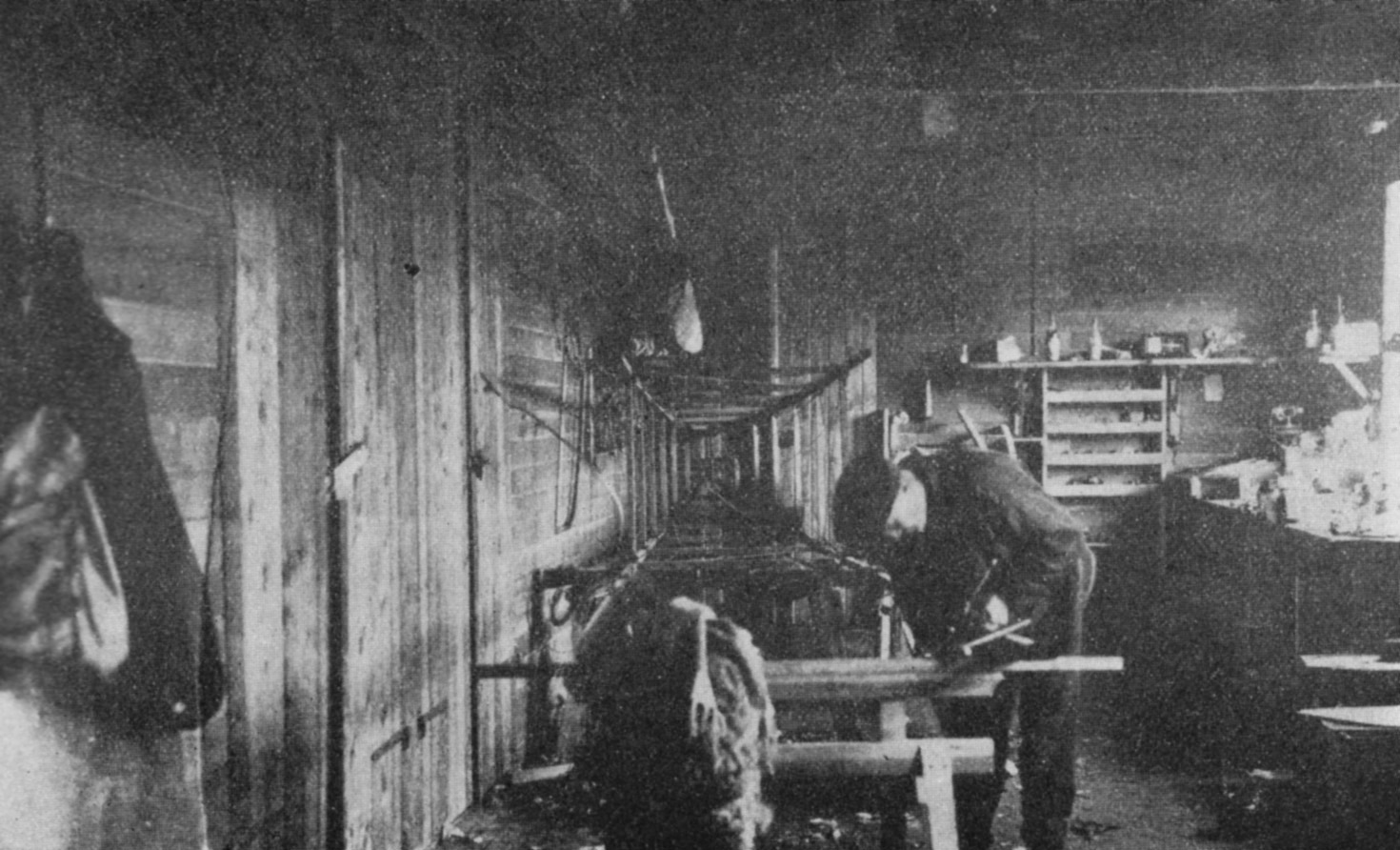 Inside the workshop of the hangar at Porjus.